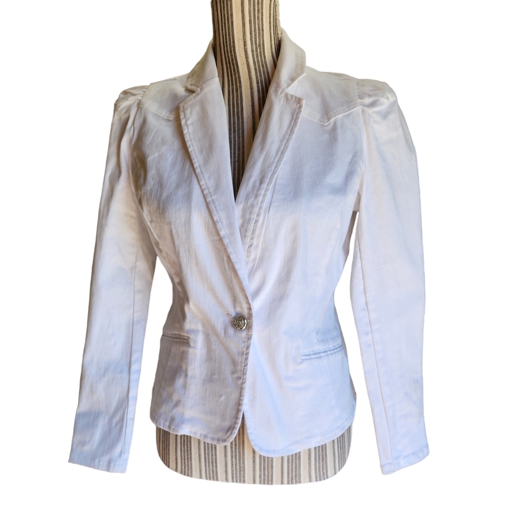 NWT I.N.C Women's Puff-Sleeve Tailored Denim Blazer - Picture 4 of 12